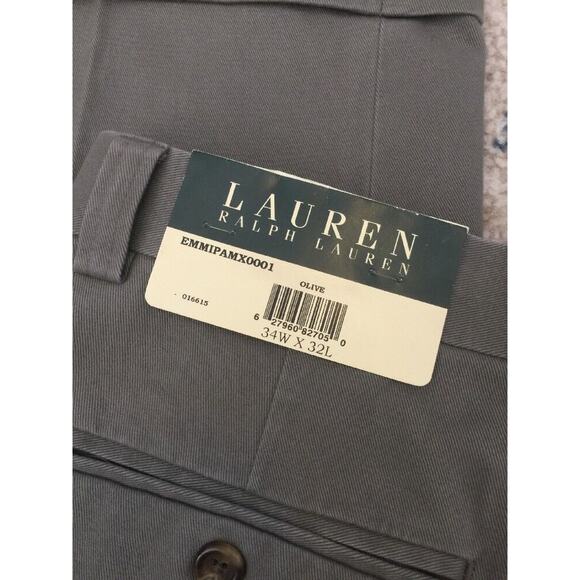 Mens Lauren Ralph Lauren Pants New Olive Wrinkle Resistant 34w X 32l NWT Chinos - Picture 7 of 12